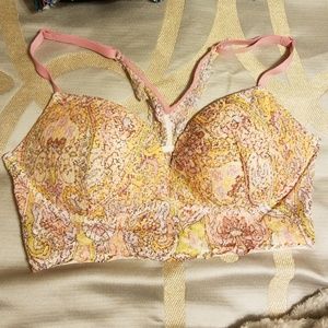 Printed Lace Raceeback Bralette, 34C